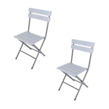SOLE - 2 sillas de jardín plegables de plástico y acero gris
