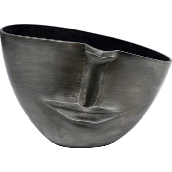 Vase demi visage en aluminium gris anthracite
