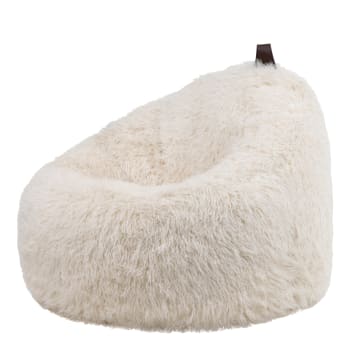 Pouf Rond En Tissu Bouclette - Blanc - Diamètre 35 Cm - Rembourrage Mousse - Décoration D'intérieur