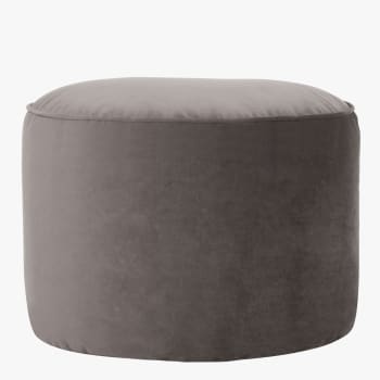 Milano - Pouf repose-pieds rond velours gris anthracite