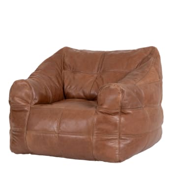 Pouf fauteuil cuir marron