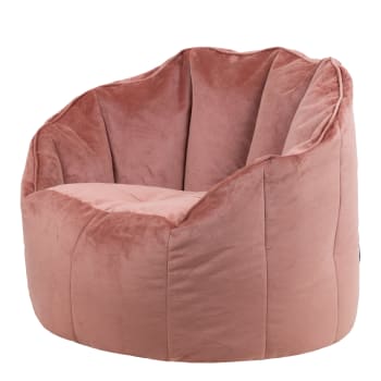 Sirena - Puf sillón de terciopelo rosa