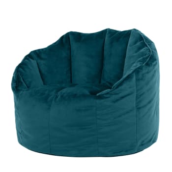 Sirena - Puf sillón de terciopelo azul pato