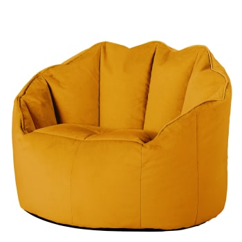 Sirena - Pouf fauteuil velours jaune ocre