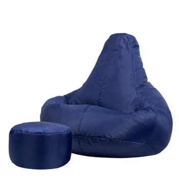 Pouf inclinable avec repose-pied extérieur bleu marine