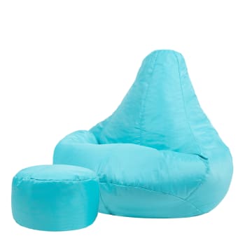 Pouf inclinable avec repose-pied extérieur bleu turquoise