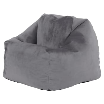 AURORA - Pouf fauteuil enfant velours gris anthracite