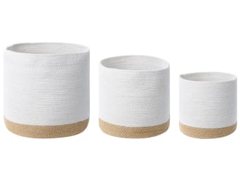 Basima - Set aus 3 Baumwollkörben Weiß und Beige