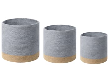 Basima - Set aus 3 Baumwollkörben Grau und Beige