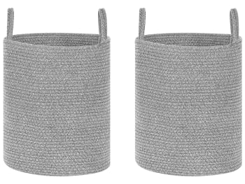 Saryk - Textilkorb Baumwolle grau ⌀ 34 cm 2er Set