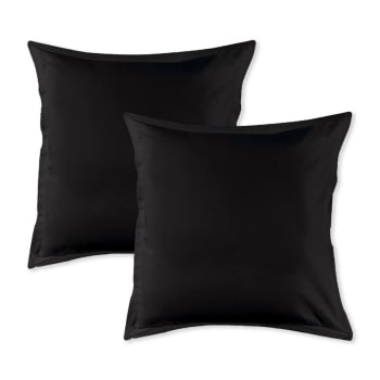 Coton unis - Lot de 2 taies d'oreiller coton  noir 64x64cm noir 64x64cm