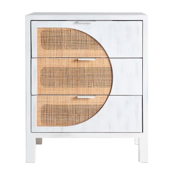 ZEMNE - Tavolino in Legno di Pino, colore Bianco, 50x38x60 cm