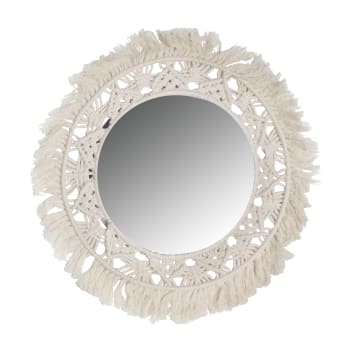 Espejo de cuerda en color blanco de 45x1x45cm