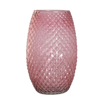 JUKE - Florero de vidrio en color rosa de 18x18x30cm