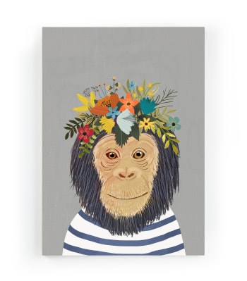 FLORAL MONKEY - Tela 60x40 Stampa scimmia floreale