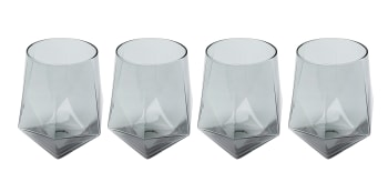Diamond Smoke - 4er-Set Wassergläser aus grau gefärbtem Glas