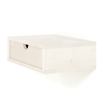 Aneu - Table de chevet flottante en bois de couleur blanc