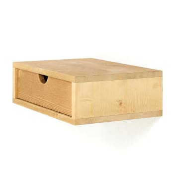 Aneu - Table de chevet flottante en bois de couleur naturel