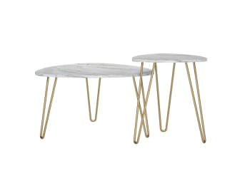 Athena - Tables gigognes en effet marbre blanc