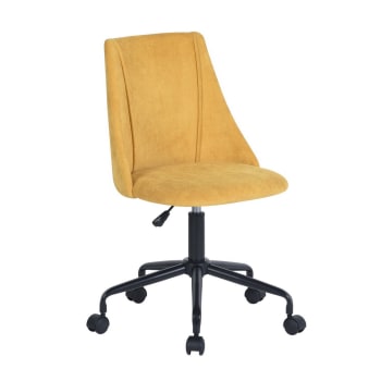 Gelber Bürostuhl mit verstellbaren Rädern