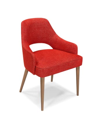 BACH - Chaise en bois et tissu rouge