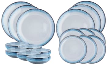 Genesis - Set vaisselle 18 pièces en grès bleu