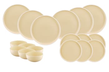Origin - Set vaisselle 18 pièces en grès beige