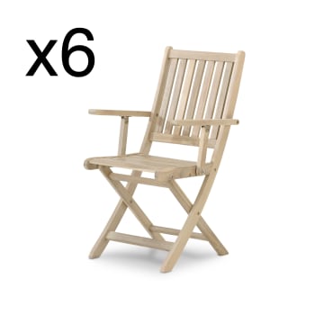 JAVA LIGHT - Pack de 6 chaises de jardin pliantes avec accoudoirs