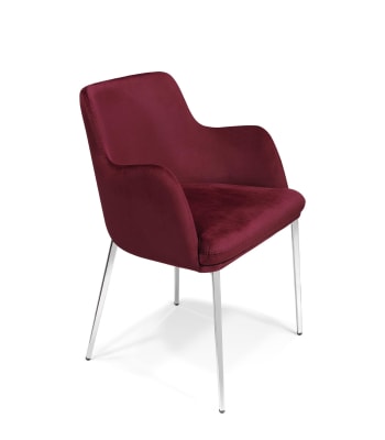 CORCA - Chaise en métal et velours rouge
