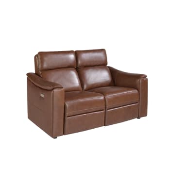 Canapé 2 places en cuir brun relax