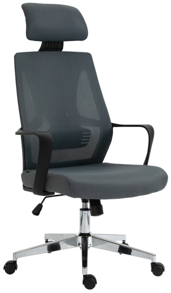 KANAB - Chaise bureau ergonomique support lombaire nuque tissu Gris
