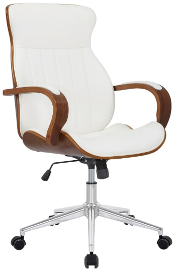 Melilla - Chaise de bureau réglable en similicuir Noyer / Blanc
