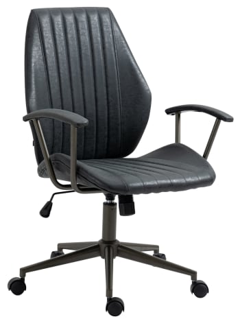 NAMPA - Chaise bureau Simili Réglable pivotante en similicuir Noir antique