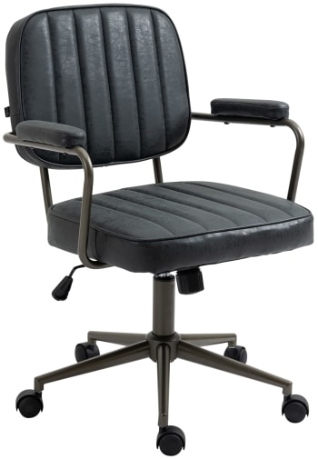 NATRONA - Chaise bureau réglable pivotante en similicuir Noir antique