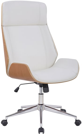 VAREL - Chaise de bureau réglable en similicuir Nature / Blanc