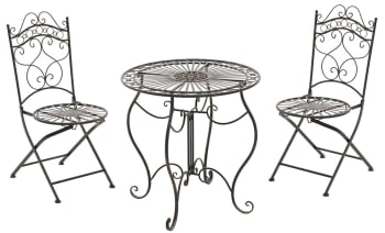 INDRA - Ensemble table et chaises de jardin en métal Bronze