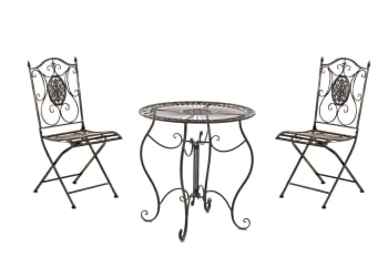 ALDEANO - Ensemble table et chaises de jardin en métal Bronze