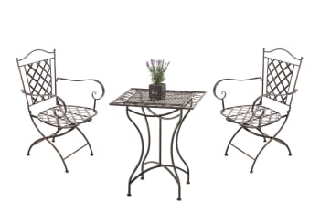 PAYO - Ensemble table et chaises de jardin en métal Bronze