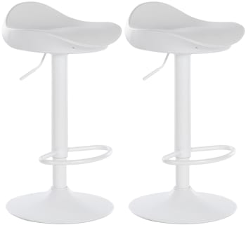 ALISSON - Set de 2 Taburetes de bar regulable en Simil cuero Blanco