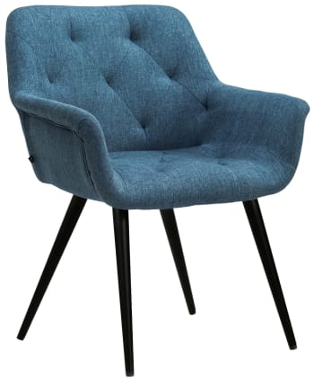 Langford - Chaise de salle à manger avec accoudoirs en tissu Bleu