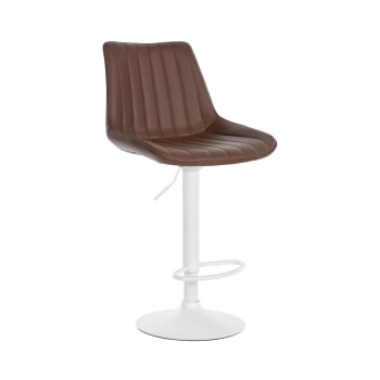 Sgabello Da Bar Apollo Regolabile – Girevole 360°, Design Retrò Con Seduta Divisa E Poggiapiedi, Colore Marrone - 5