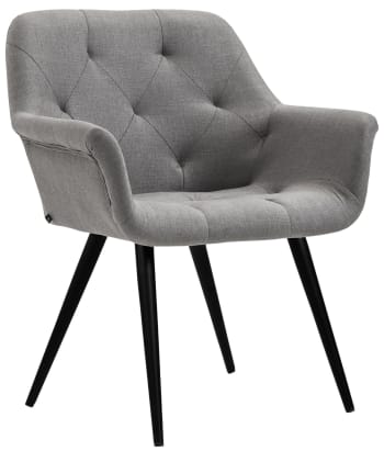 Langford - Silla con patas de metal y asiento en tela gris