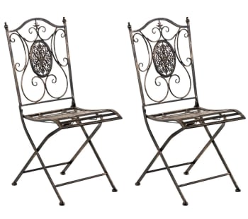 SIBELL - Lot de 2 chaises de jardin pliables en métal Bronze