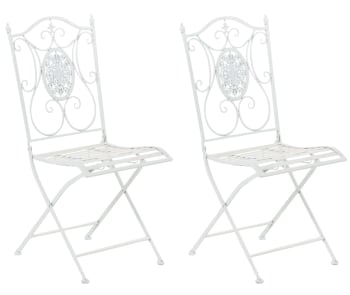 SIBELL - Lot de 2 chaises de jardin pliables en métal Blanc