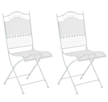 KIRAN - Lot de 2 chaises de jardin pliables en métal Blanc