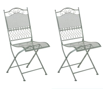 KIRAN - Lot de 2 chaises de jardin pliables en métal Vert antique