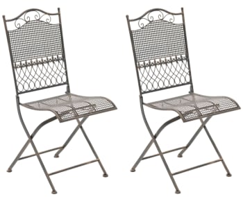 KIRAN - Lot de 2 chaises de jardin pliables en métal Bronze
