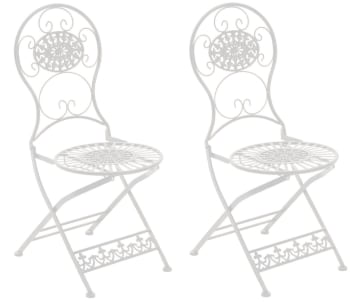 MANI - Lot de 2 chaises de jardin pliables en métal Blanc