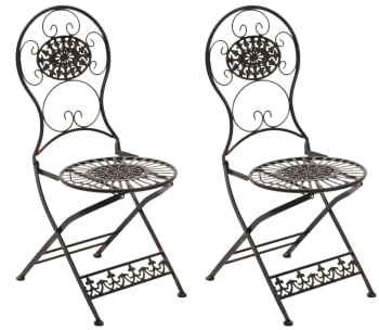 MANI - Lot de 2 chaises de jardin pliables en métal Bronze