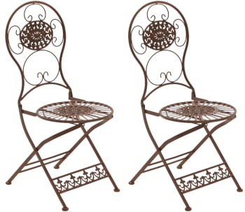 MANI - Lot de 2 chaises de jardin pliables en métal Marron antique